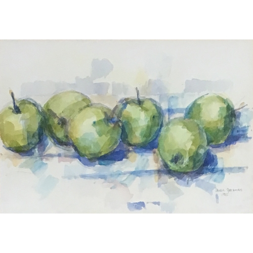 301A - Sarah Spackman RBA (b.1958), Still Life of Apples, watercolour, signed and dated in pencil 1985 lowe... 