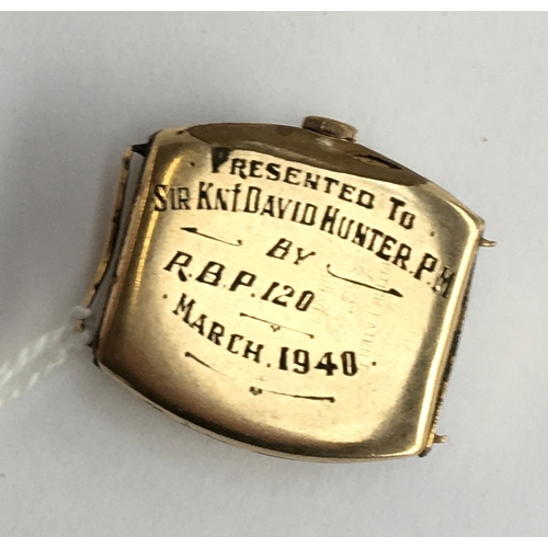 542 - A GOLD PLATED MANUALLY WOUND ROLCO GENTLEMAN'S WRIST WATCH (AF)
Engraved 'Presented to Sir Knt David... 