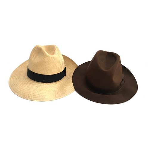 548 - An Olney genuine panama hat, size 7, together with a Herbert Johnson brown felt racing trilby