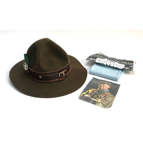 585 - A new and unworn brown felt boy scouts leader hat, size medium