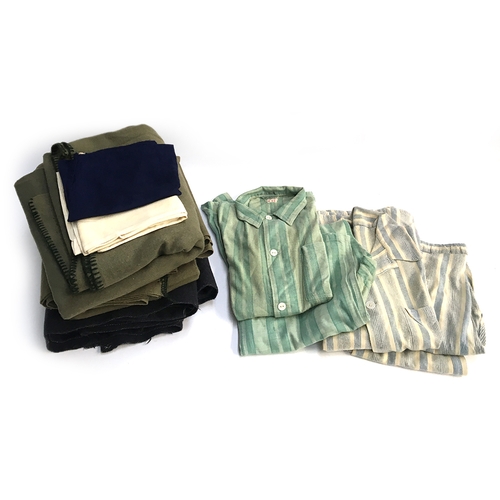 584 - Two pairs of gents striped wool pyjamas, c.1940s, one pair by J. Leaver, Adelaide; together with thr... 