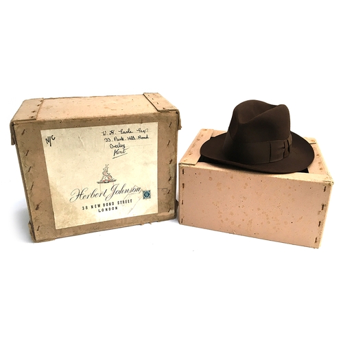 547 - A Christys' London brown felt trilby hat, retailed by Stickland & Co. Sherbourne, approx. size 7, in... 