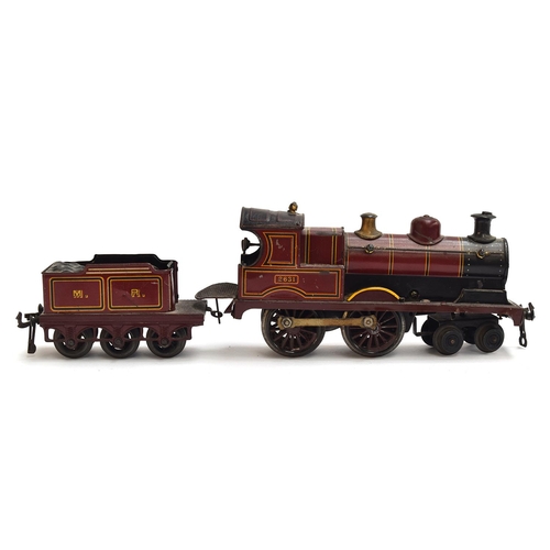 905 - Bing Gauge 1 2-4-0 Loco and Tender MR (Midland Railway) maroon No. 2631, clockwork, c.1908-1925, Tin... 