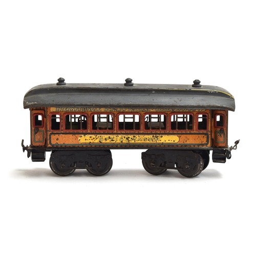 860 - An Early Bing O Gauge Continental Speisewagen Bogie Coach, with hinged roof opening to reveal a gree... 