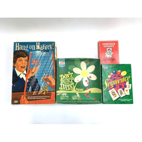 1060 - A selection of vintage games, Don't Dump the Daisy; Hang on Harvey!; Sequence; and Armchair Cricket ... 