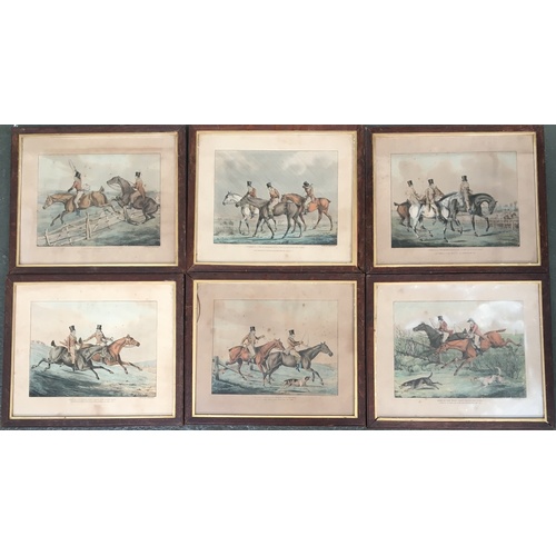 77 - After Henry Alken (1785-1851), six 19th century coloured hunting engravings, each 32x38cm