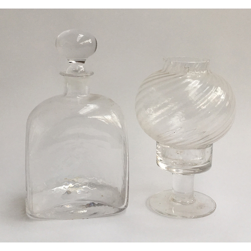 86 - A Dartington glass candle lamp, 15cmH; together with a Dartington glass decanter 17.5cmH (2)