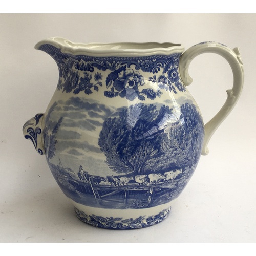 82 - A large blue and white Spode 'collections' jug