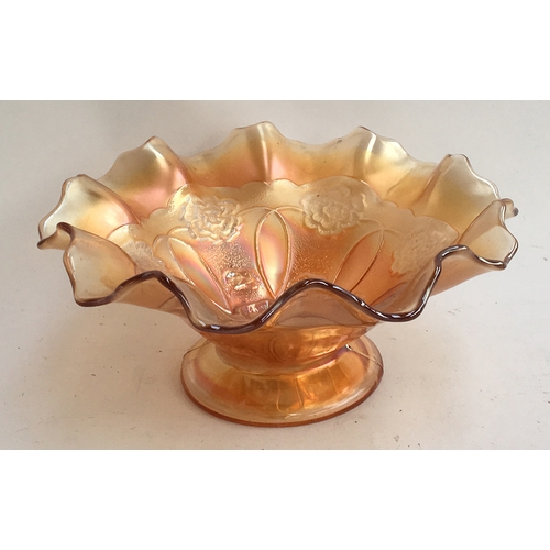 77 - A carnival glass bonbon dish with peony design; together with a small lot of ceramic plates and a ju... 