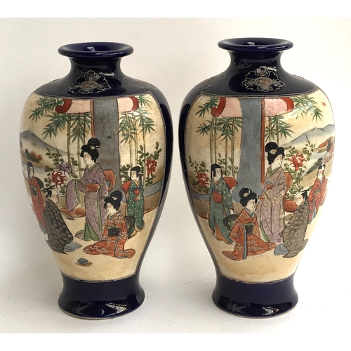 79 - A pair of 20th century Japanese plum vases (one af), decorated with two scenes, flying herons amongs... 