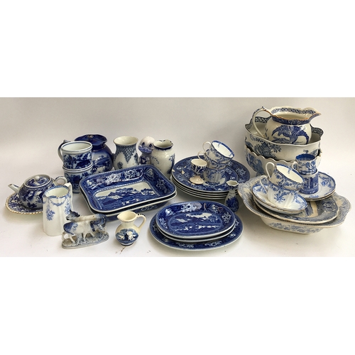 116 - A mixed lot of blue and white ceramics to include a quantity of Wedgwood 'Fallow Deer', Losolware, a... 