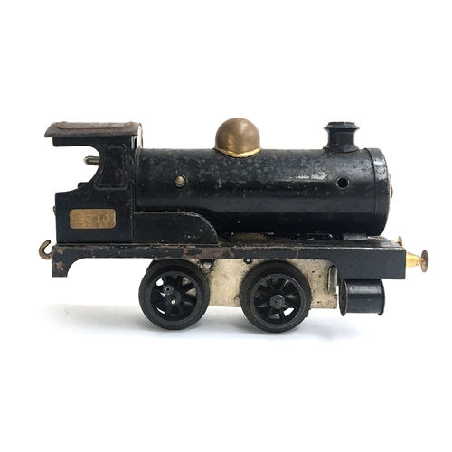 887 - An early Hornby O gauge clockwork loco no. 2710, c.1920; together with tender (af)