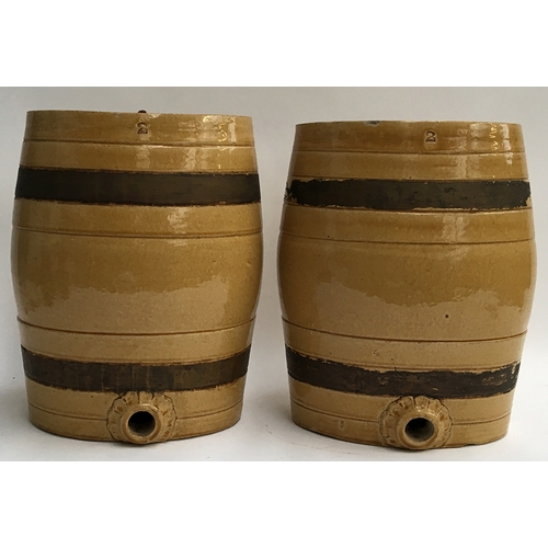 88A - A pair of Hawley Bristol stoneware stoneware barrels, each numbered '2', 34.5cmH