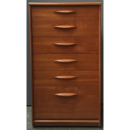 836 - A mid-century G-Plan style chest of six graduating drawers, 64x115cm