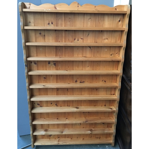 838 - A very large shallow set of hanging shelves, 11 shelves in total, 90cmW