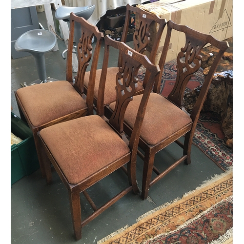 856 - Four solid oak splat back chairs