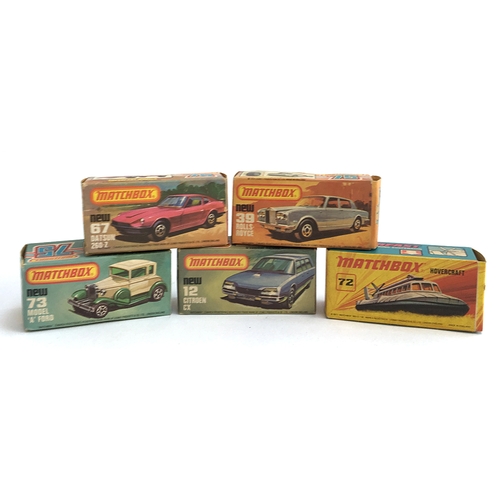 950 - A collection of five Matchbox vehicles, all in original boxes, to include No. 12 Citroen CX; No. 39 ... 