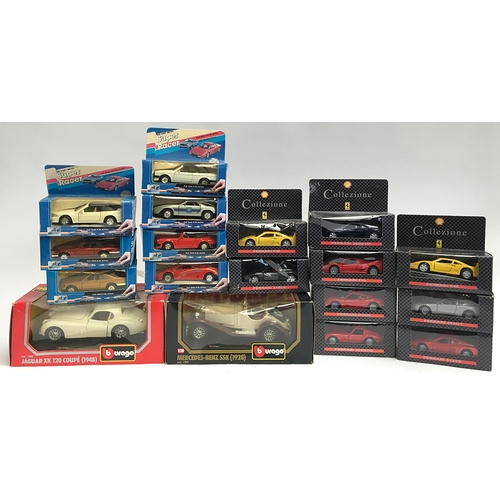 953 - A collection of boxed model cars, to include a Burago Mercedes-Benz SSK (1928) cod.1509; a Burago Ja... 