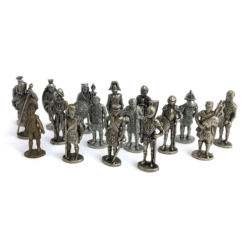 997 - A collection of 17 vintage metal Kinder Surprise historical soldiers