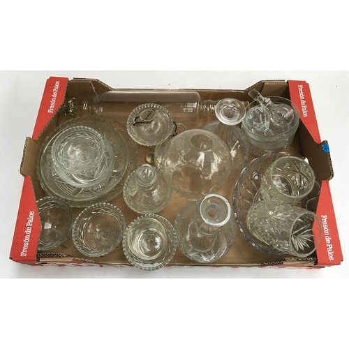 126 - A quantity of glassware to include cut glass decanters and stoppers, and other items