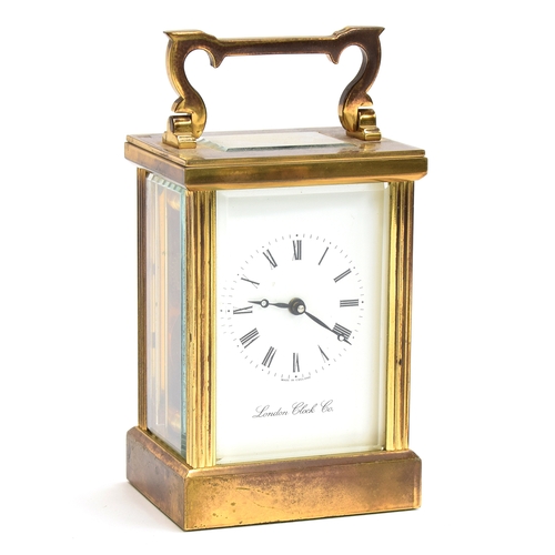 110 - A London Clock Co. brass cased carriage clock with 11 jewel movement by Fema of London, 11cm high