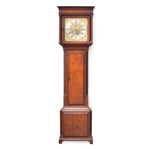 582 - A George III oak longcase clock by Thomas Read of Tarporley, the silvered dial 30.5cm diameter, with... 