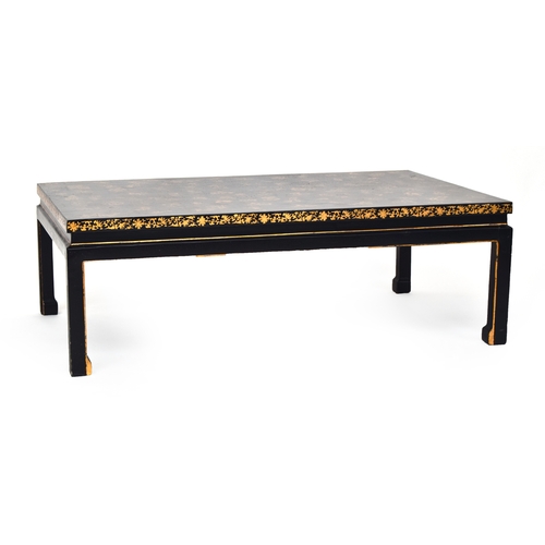 575 - A Vaughan black Japanned occasional table, 121cm wide, 75cm deep, 40cm high