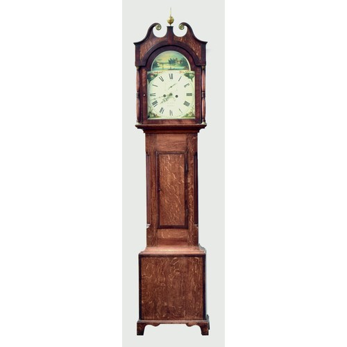 583 - An oak longcase clock, the 31.5cm dial marked Yoevil and signed indistinctly, swan neck pediment wit... 