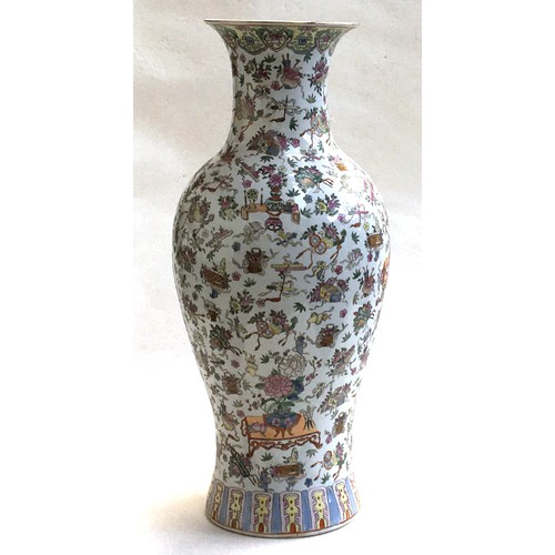 174A - A large 20th century Chinese famille rose baluster vase, profusely decorated in enamel with images o... 