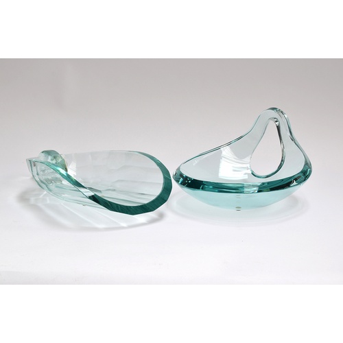 90 - A studio glass scoop and bowl, 41cm long, and 25cm diameter