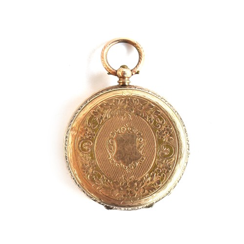 97 - 14ct gold ladies fob watch, the face marked C Lannier, Geneve, approximately 33m diameter, 27g