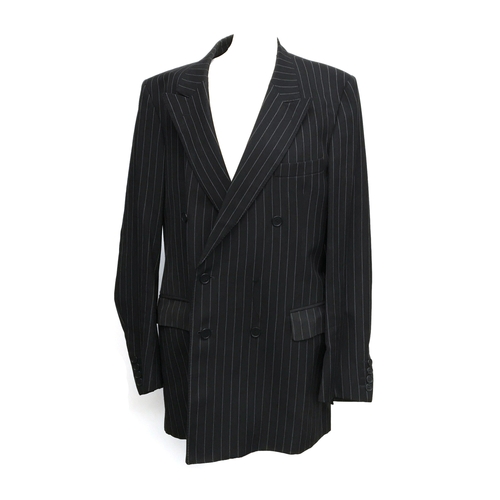 600 - A Gieves & Hawkes double breasted grey pin stripe wool suit, 40