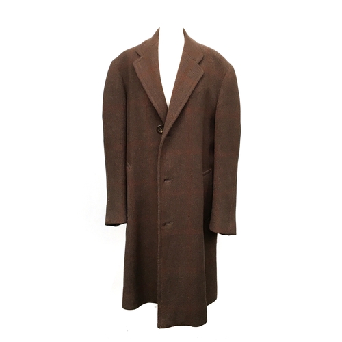 611 - A vintage Daks single breasted tweed overcoat, vent to rear, 40