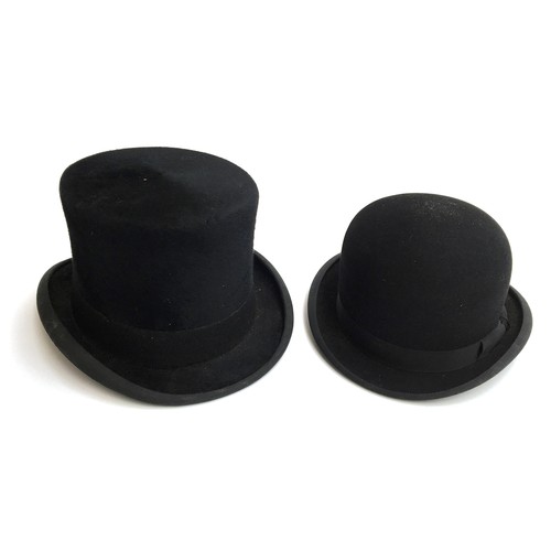 563 - A Gent's Lock & Co black hunting top hat together with a Christy's ladies hunting bowler, 7 1/8