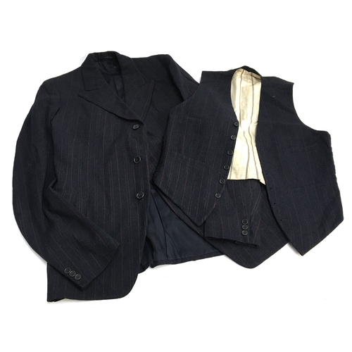 633 - A single breasted wool striped jacket, tailored by J. Hazzard & Sons, Sherborne, Dorset 1940, with a... 