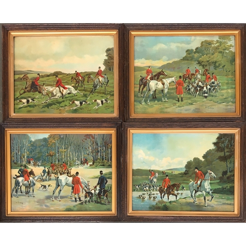 78 - After Charles-Fernand de Condamy (circa 1855 - 1913), four coloured prints of hunting scenes, framed... 