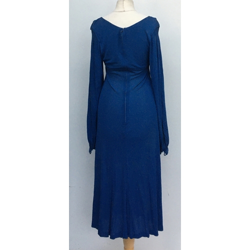 536 - A vintage Jean Muir zip back powder blue dress, size 12