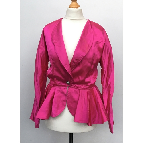 537 - A vintage Jean Muir acetate lined jacket in fuchsia pink, size 10