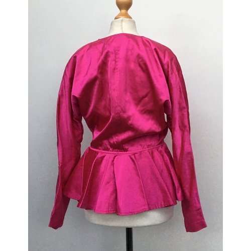 537 - A vintage Jean Muir acetate lined jacket in fuchsia pink, size 10