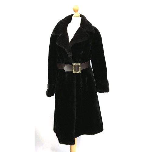 546 - An Alexon ladies tweed style cape; together with a Leslie Lawrence faux fur coat, with belt (2)