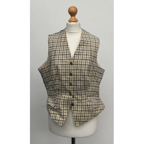 474 - A ladies tattersall wool check hunting waistcoat, with five brass Eridge Hunt buttons