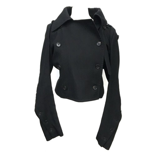 467 - An Ann Demeulemeester double breasted black ladies jacket with hood, size 8 (36), in Ann Demeulemees... 