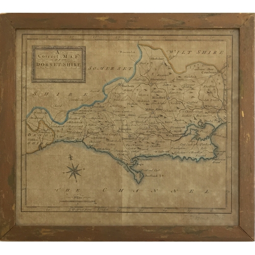 87 - 'A Correct Map of Dorset Shire', c.1718, 14.5x17cm