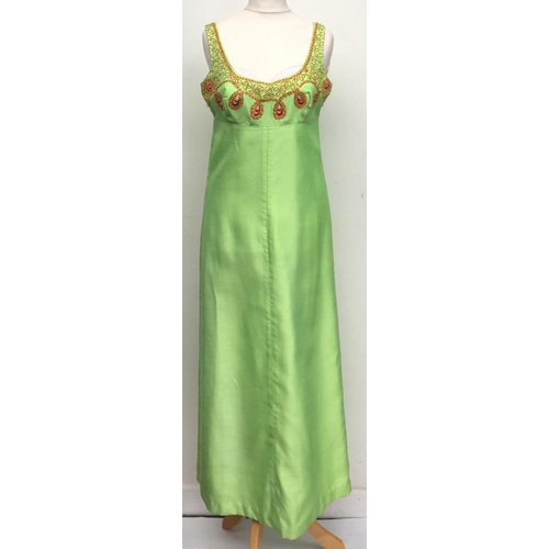 489 - 1960’s vintage clothing to include Chinese silk coat, 2 evening gowns, one green by Jinty's of Londo... 