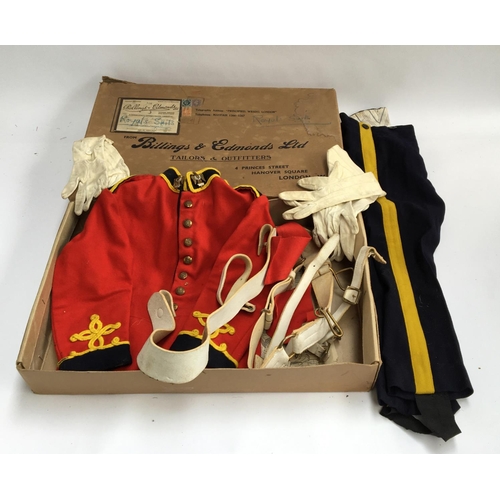 504 - A small boy's mess dress, with trousers, jacket, and white leather belts and gloves, from Billings &... 