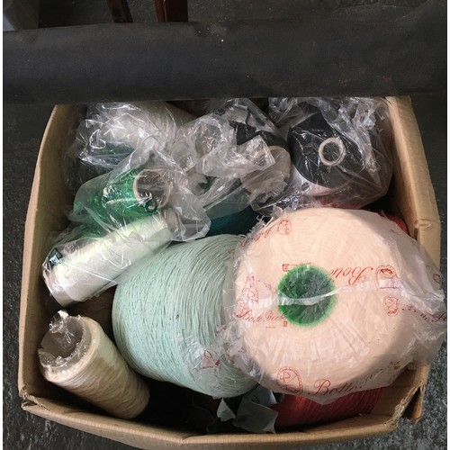 468 - A substantial lot of various spools of cotton and wool, in excess of 50 spools, together with a roll... 