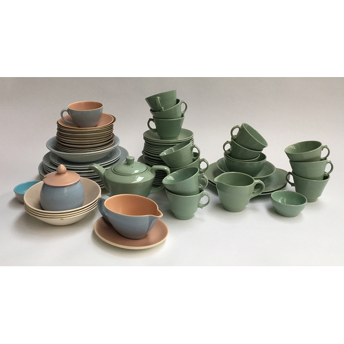 42 - A Woods ware part tea set; together with a quantity of Poole pottery, to include plates, bowls, grav... 