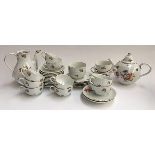 46 - A Czech floral tea set heightened in gilt
