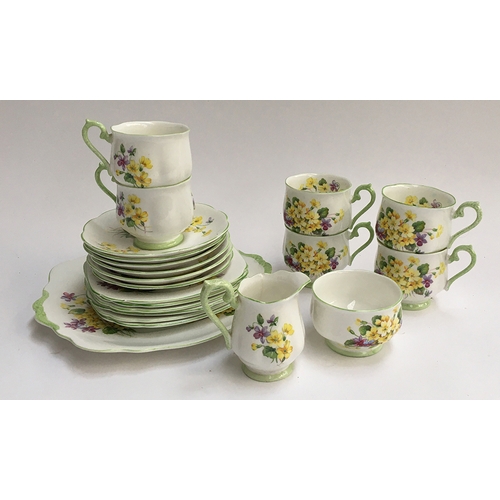50 - Royal Albert 'Primulette' part tea set, comprising cups (6), saucers (6), side plates (6), cake plat... 