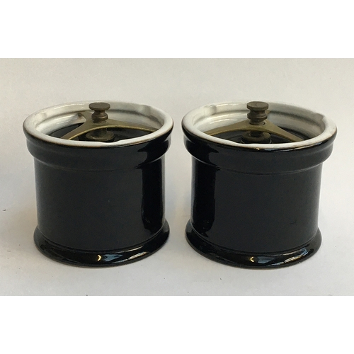 60 - A pair of Comoy's of London tobacco jars, 12.3cmD (2)